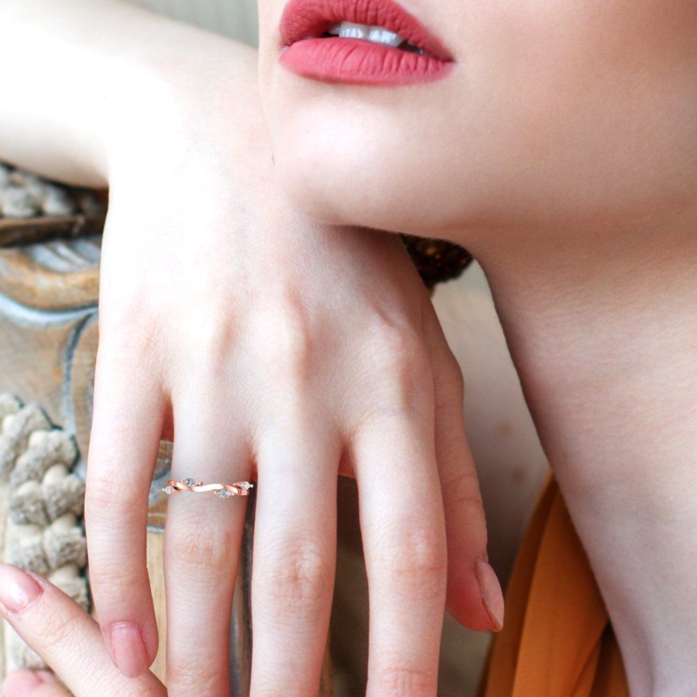 0.4 ct Brilliant Marquise Cut Natural Diamond Stone Clarity VS1-2 Color G-H Rose Gold Stackable Band