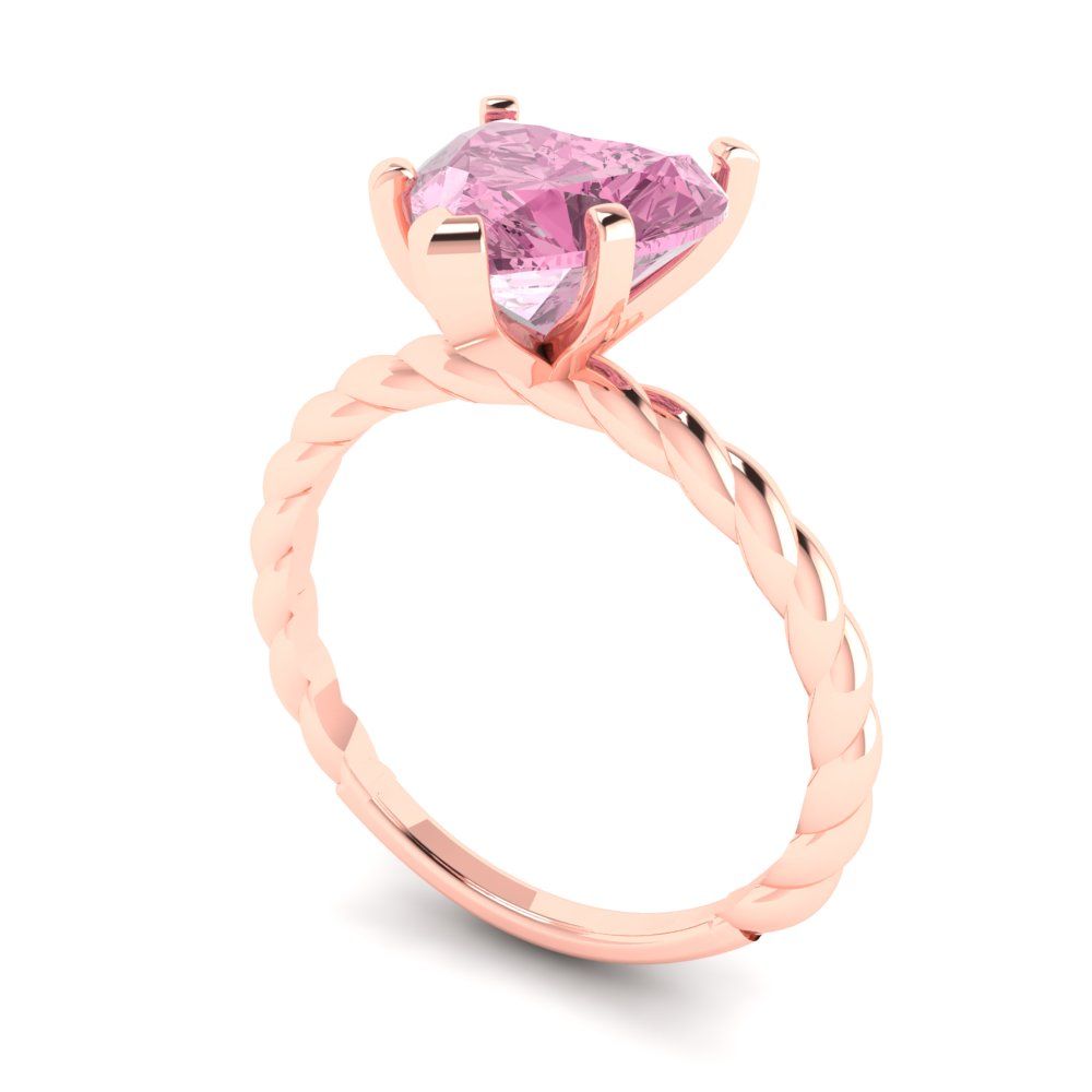 2.0 ct Brilliant Heart Cut Pink Simulated Diamond Stone Rose Gold Solitaire  Ring