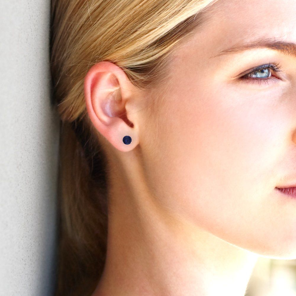 0.5 ctw Blue Sapphire Studs Earrings | 4.0mm Round Cut White Gold Screw back | September Birthstone