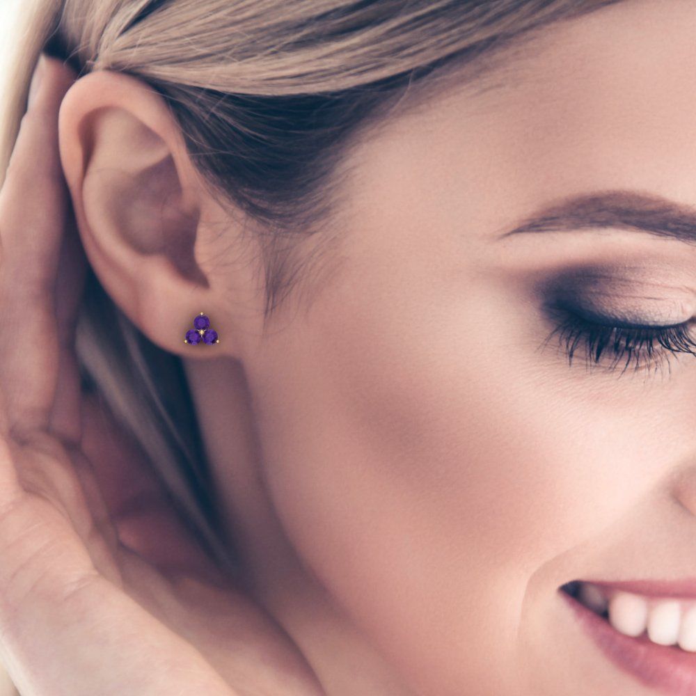 3cttw Amethyst Gold-Plated 925 Silver Screw Back Stud Earrings