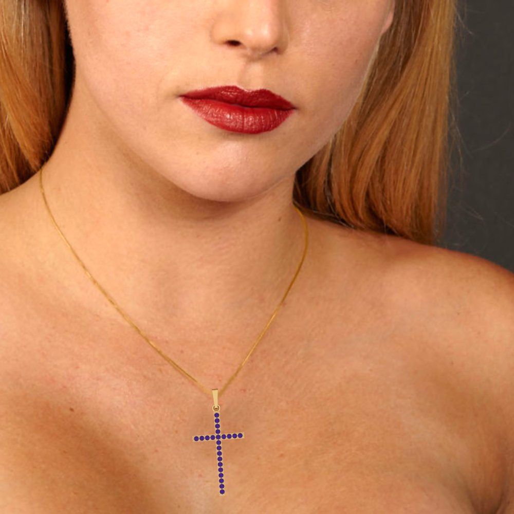 0.575 tcw Necklace Pendant - 14K White Gold Round Cut Charm Amethyst - Adjustable Length - 15in Box Chain to 18in