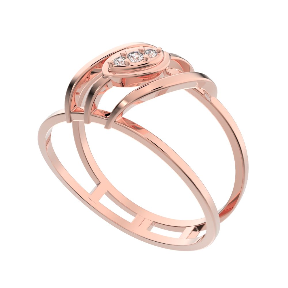 0.03 ct Round Cut Moissanite dainty Minimalist cluster eye infinity Dual-band Cocktail 14K / 18K Solid Rose Gold everyday ring