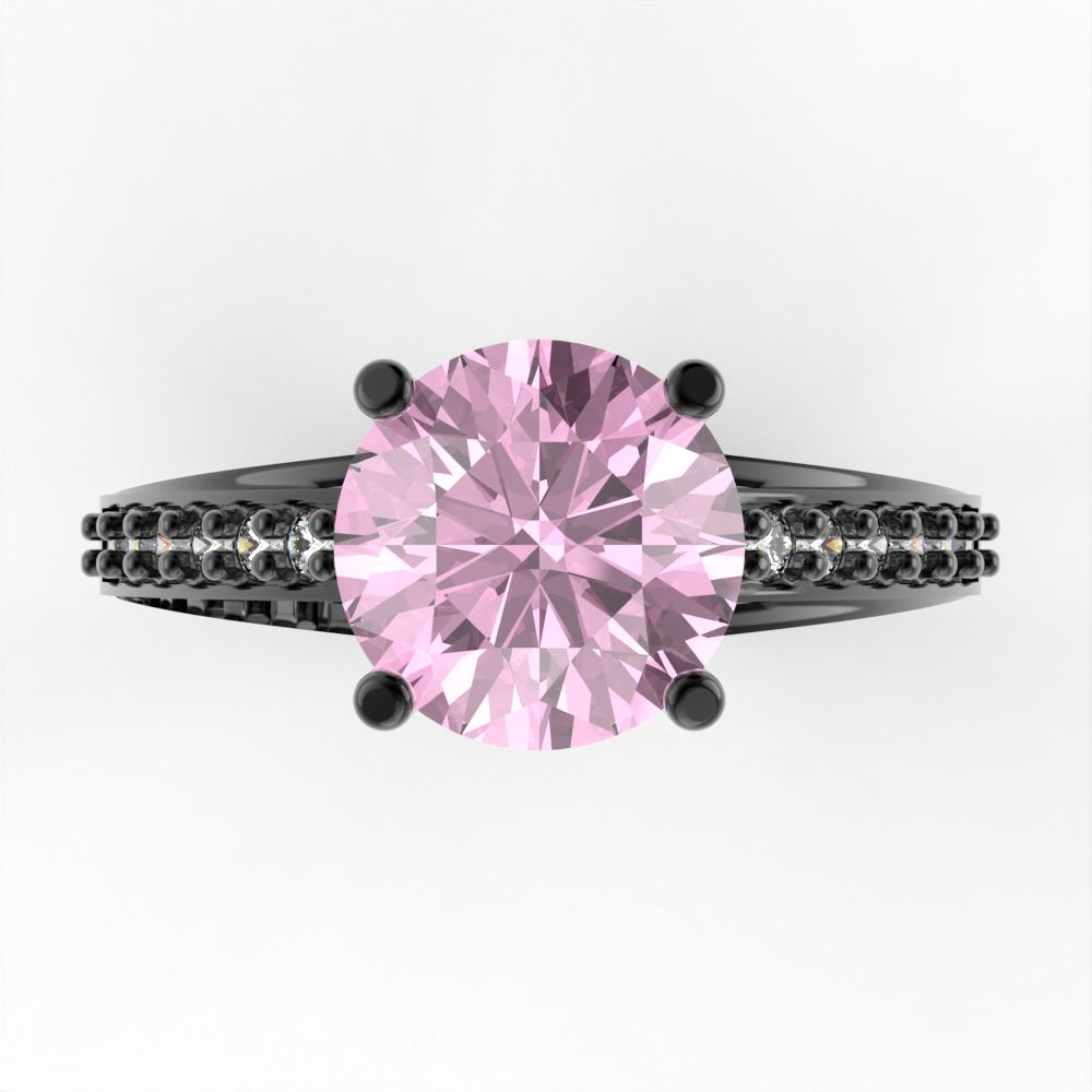 2.21 ct Brilliant Round Cut Simulated Pink Diamond Black Gold