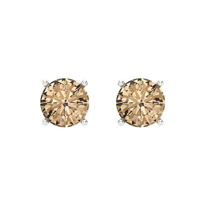 2 ctw Yellow Moissanite Studs Earrings | 6.5mm Round Cut White Gold Screw back | April Birthstone