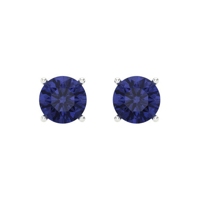 2 ctw Tanzanite Studs Earrings | 6.5mm Round Cut White Gold Screw back | December Birthstone