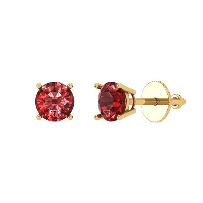 0.5 ctw Garnet Studs Earrings | 4.0mm Round Cut White Gold Screw back | January Birthstone