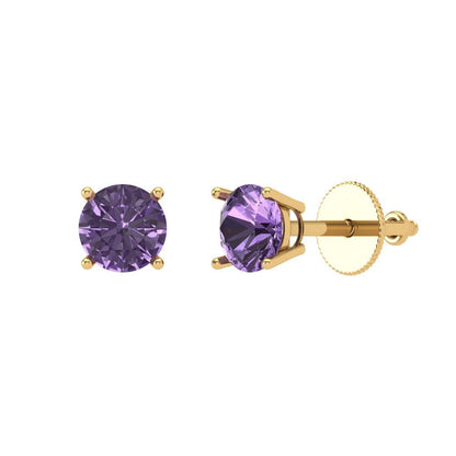 0.5cttw Alexandrite Gold-Plated 925 Silver Screw Back Stud Earrings