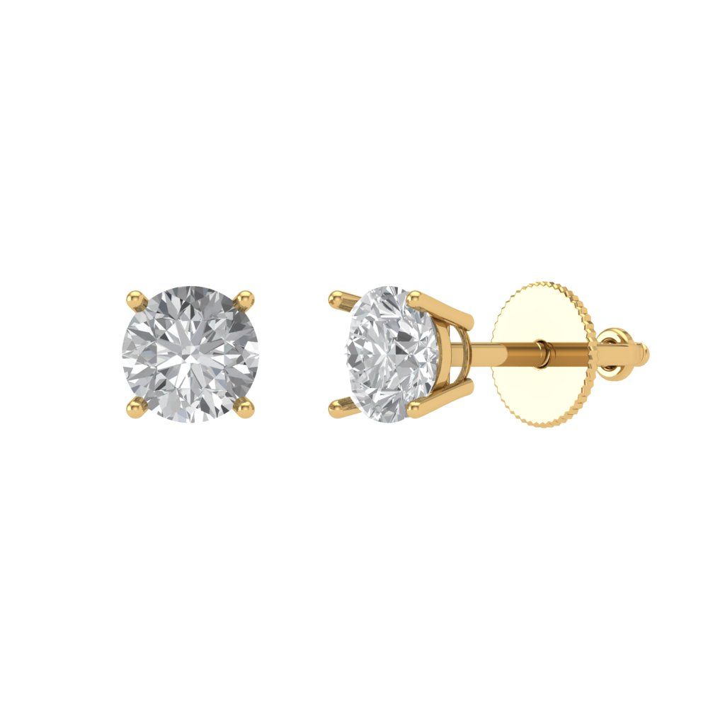 0.5 ctw Moissanite Studs Earrings | 4.0mm Round Cut White Gold Screw back | April Birthstone