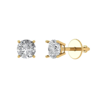 0.5 ctw Moissanite Studs Earrings | 4.0mm Round Cut White Gold Screw back | April Birthstone