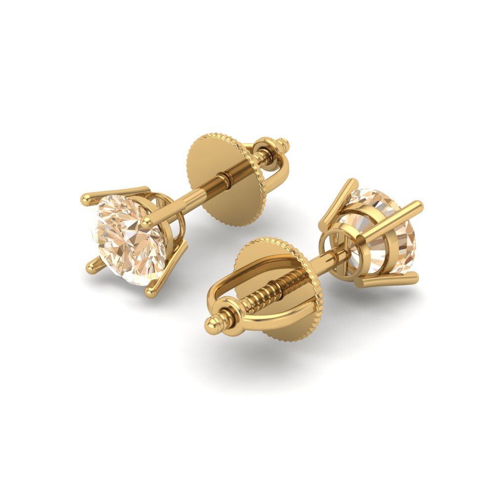 0.5 ctw Morganite Studs Earrings | 4.0mm Round Cut White Gold Screw back | February Birthstone