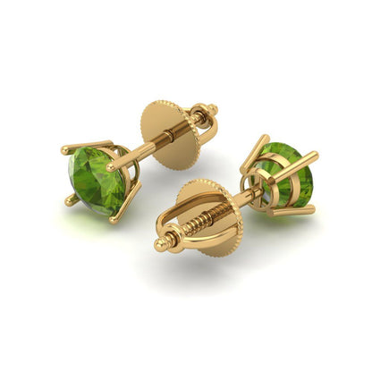 0.5 ctw Peridot Studs Earrings | 4.0mm Round Cut White Gold Screw back | August Birthstone
