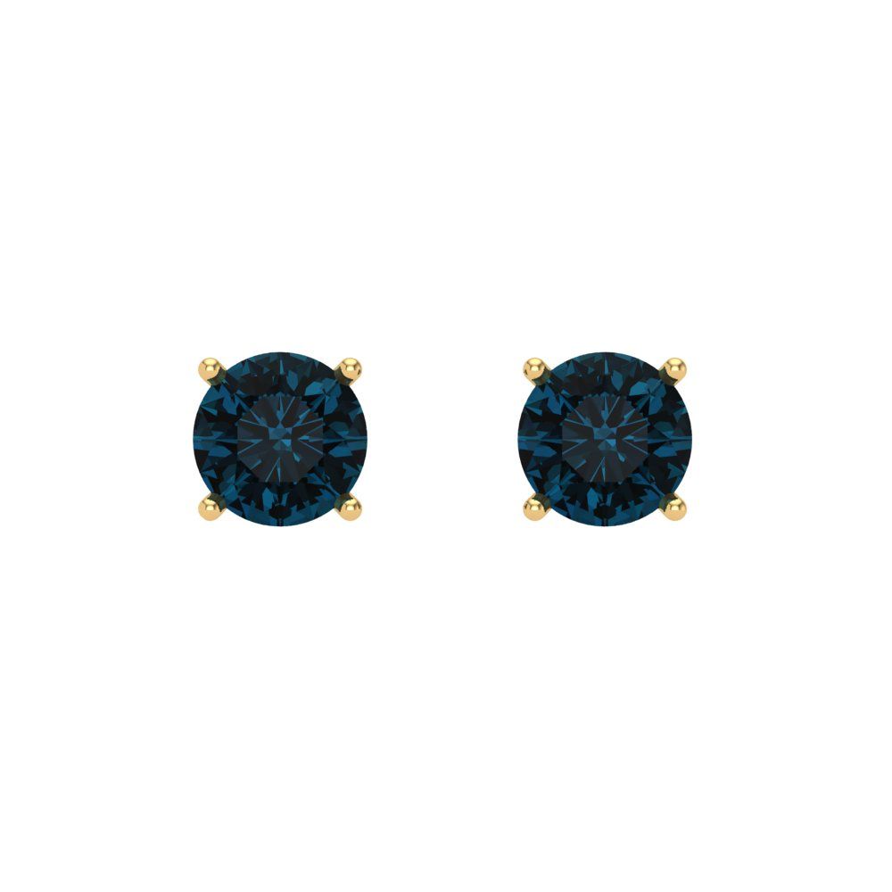 0.5 ctw London Blue Topaz Studs Earrings | 4.0mm Round Cut White Gold Screw back | December Birthstone