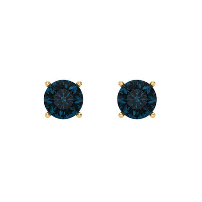 0.5 ctw London Blue Topaz Studs Earrings | 4.0mm Round Cut White Gold Screw back | December Birthstone