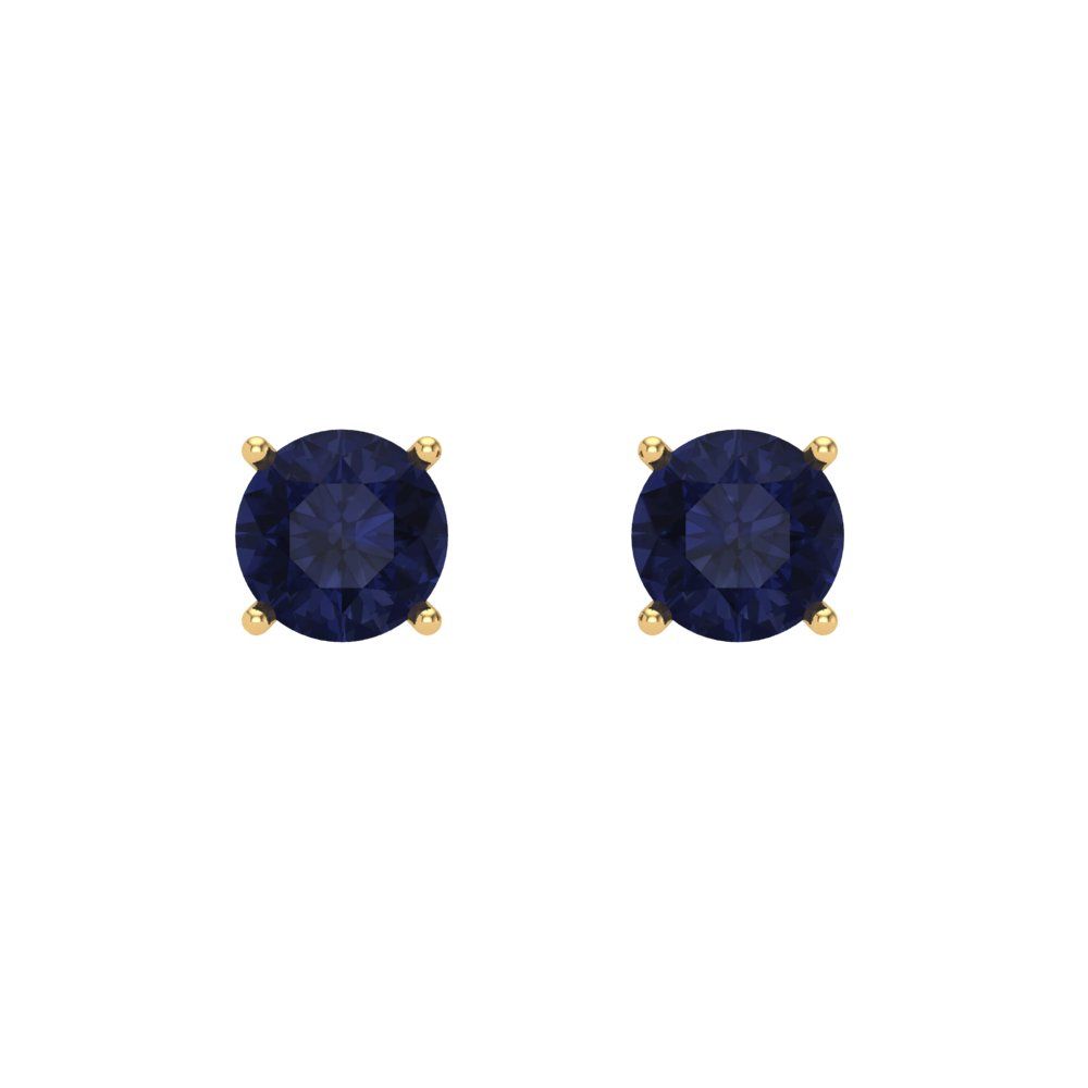 0.5 ctw Blue Sapphire Studs Earrings | 4.0mm Round Cut White Gold Screw back | September Birthstone