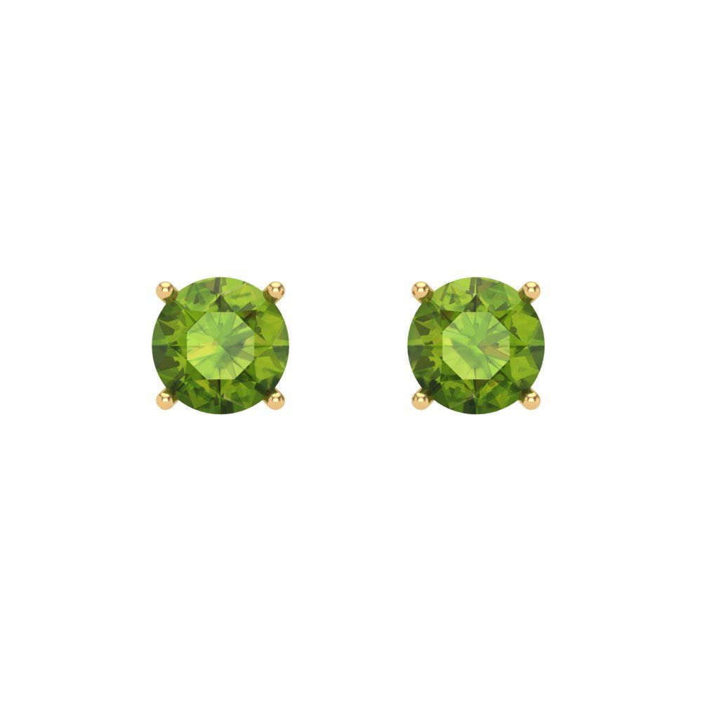 0.5 ctw Peridot Studs Earrings | 4.0mm Round Cut White Gold Screw back | August Birthstone