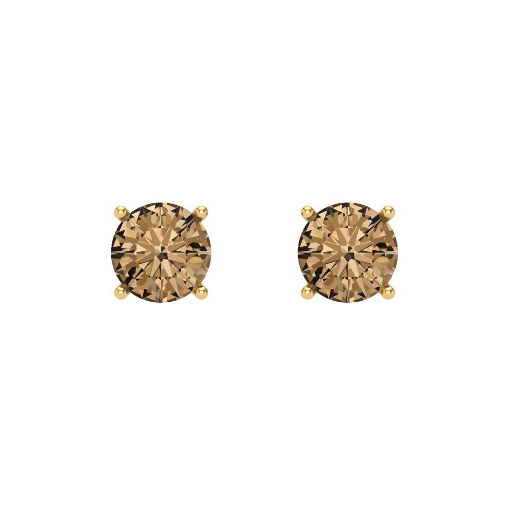 0.5 ctw Champagne Studs Earrings | 4.0mm Round Cut White Gold Screw back | April Birthstone