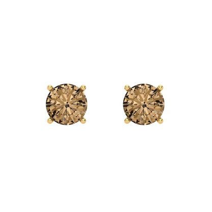 0.5 ctw Champagne Studs Earrings | 4.0mm Round Cut White Gold Screw back | April Birthstone