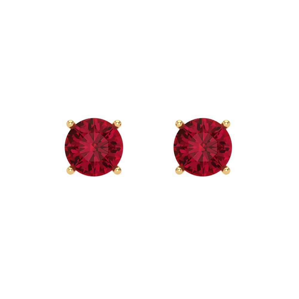 0.5 ctw Ruby Studs Earrings | 4.0mm Round Cut White Gold Screw back | July Birthstone