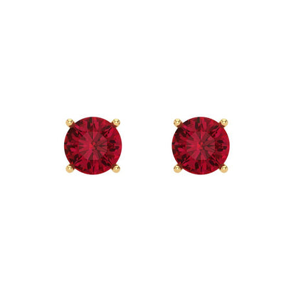 0.5 ctw Ruby Studs Earrings | 4.0mm Round Cut White Gold Screw back | July Birthstone