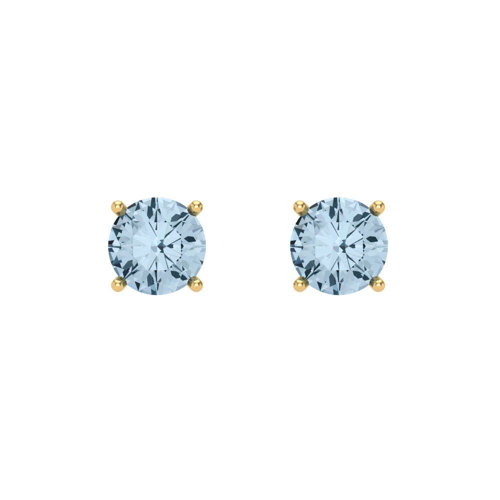 0.5 ctw Swiss Blue Topaz Studs Earrings | 4.0mm Round Cut White Gold Screw back | December Birthstone