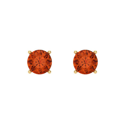 0.5 ctw Red Zirconia Studs Earrings | 4.0mm Round Cut White Gold Screw back | April Birthstone