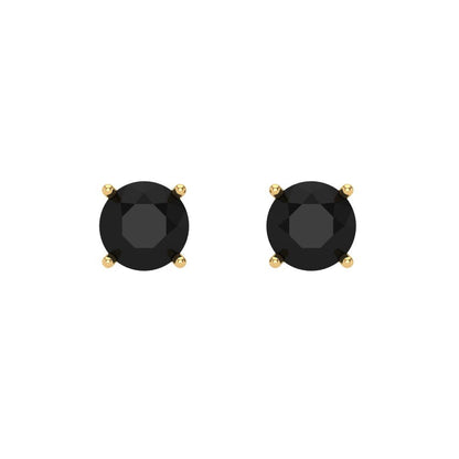 0.5 ctw Onyx Studs Earrings | 4.0mm Round Cut White Gold Screw back | July Birthstone