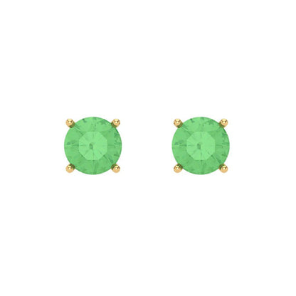 0.5 ctw Green Zirconia Studs Earrings | 4.0mm Round Cut White Gold Screw back | April Birthstone