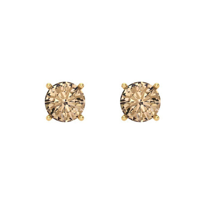 0.5 ctw Yellow Moissanite Studs Earrings | 4.0mm Round Cut White Gold Screw back | April Birthstone