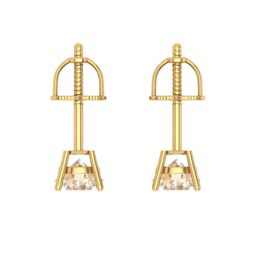0.5 ctw Morganite Studs Earrings | 4.0mm Round Cut White Gold Screw back | February Birthstone