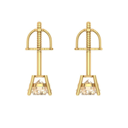 0.5 ctw Morganite Studs Earrings | 4.0mm Round Cut White Gold Screw back | February Birthstone