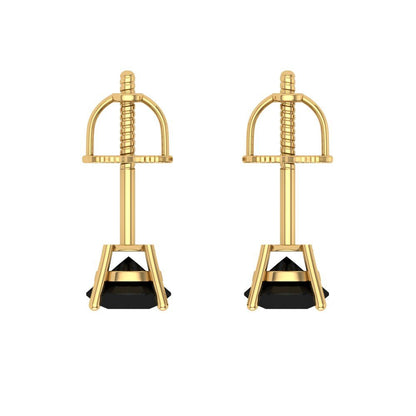 0.5 ctw Onyx Studs Earrings | 4.0mm Round Cut White Gold Screw back | July Birthstone