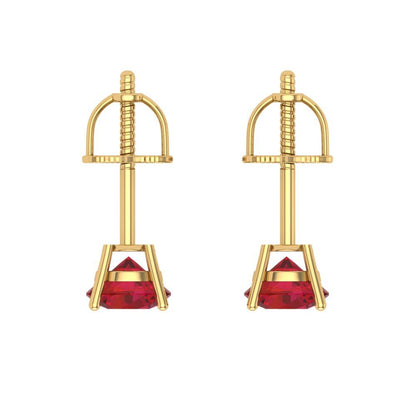 0.5 ctw Ruby Studs Earrings | 4.0mm Round Cut White Gold Screw back | July Birthstone