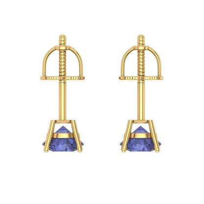 0.5 ctw Tanzanite Studs Earrings | 4.0mm Round Cut White Gold Screw back | December Birthstone
