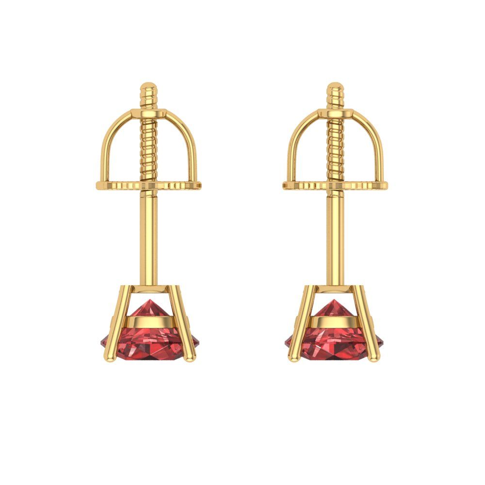 0.5 ctw Garnet Studs Earrings | 4.0mm Round Cut White Gold Screw back | January Birthstone