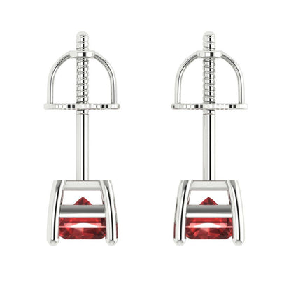 2 ctw Garnet Studs Earrings | 7x5mm Emerald Cut White Gold Screw back | January Birthstone