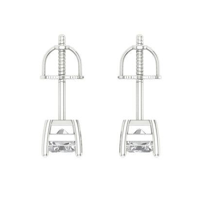 2 ctw Moissanite Studs Earrings | 7x5mm Emerald Cut White Gold Screw back | April Birthstone