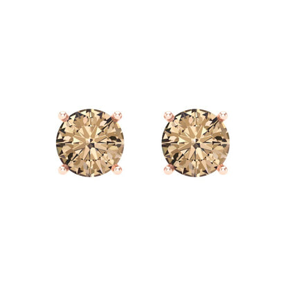 2 ctw Yellow Moissanite Studs Earrings | 6.5mm Round Cut White Gold Screw back | April Birthstone