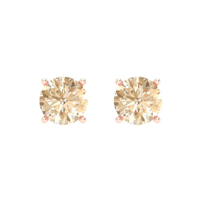 2 ctw Morganite Studs Earrings | 6.5mm Round Cut White Gold Screw back | February Birthstone