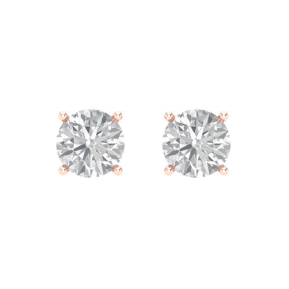 2 ctw White Sapphire Studs Earrings | 6.5mm Round Cut White Gold Screw back | April Birthstone