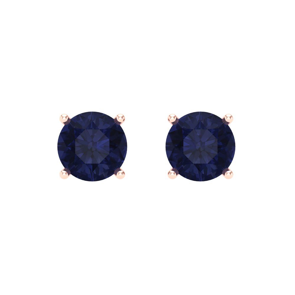 2 ctw Blue Sapphire Studs Earrings | 6.5mm Round Cut White Gold Screw back | September Birthstone