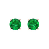 2 ct Brilliant Round Cut Solitaire Studs Simulated Emerald Stone Rose Gold Earrings Screw back