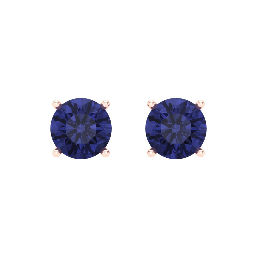 2 ctw Tanzanite Studs Earrings | 6.5mm Round Cut White Gold Screw back | December Birthstone