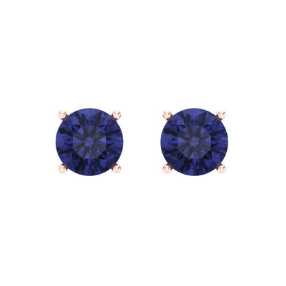 2 ctw Tanzanite Studs Earrings | 6.5mm Round Cut White Gold Screw back | December Birthstone