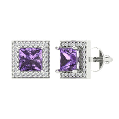 2.24cttw Alexandrite Gold-Plated 925 Silver Screw Back Stud Earrings