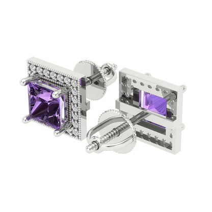 2.24cttw Alexandrite Gold-Plated 925 Silver Screw Back Stud Earrings