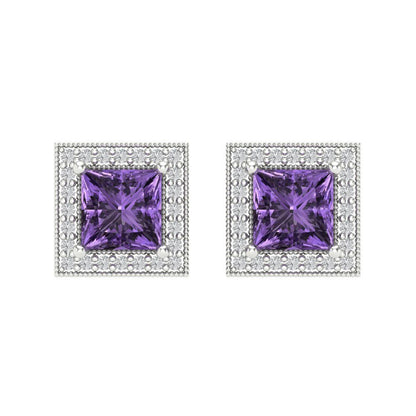 2.24cttw Alexandrite Gold-Plated 925 Silver Screw Back Stud Earrings