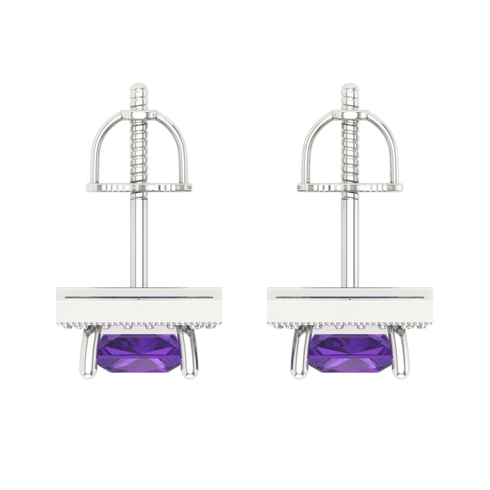 2.24cttw Amethyst Gold-Plated 925 Silver Screw Back Stud Earrings