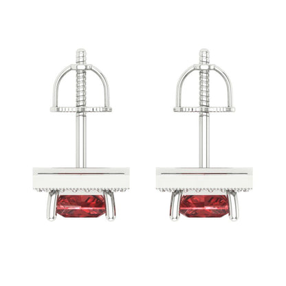 2.24 ctw Garnet Studs Earrings | 5.5mm Princess Cut White Gold Screw back | January Birthstone