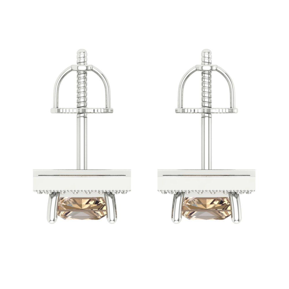 2.24 ctw Yellow Moissanite Studs Earrings | 5.5mm Princess Cut White Gold Screw back | April Birthstone