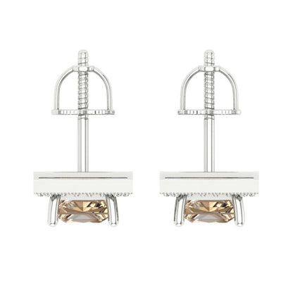 2.24 ctw Yellow Moissanite Studs Earrings | 5.5mm Princess Cut White Gold Screw back | April Birthstone